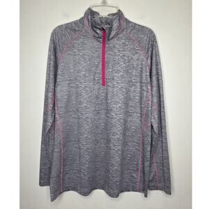 Kate Lord grey long sleeve 1/4 zip pullover shirt pink accents - medium - golf